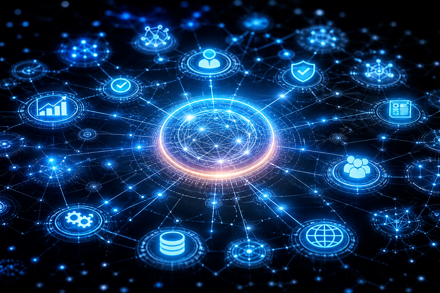 Conceptual image showing interconnected digital entities forming a network of trust, representing Entity Authority SEO and a digital trust blueprint.